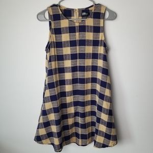 TCEC plaid pocketed dark academia dress L